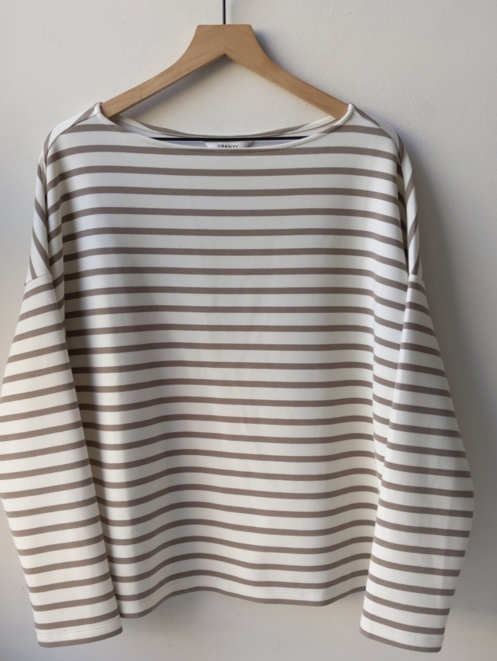 Spanx Air Essentials Boatneck Top Cream Tan Stripe XL